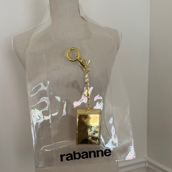 Paco Rabanne |Transparent Tote | Gold Keychain Wallet Accent - Picture 3 of 7